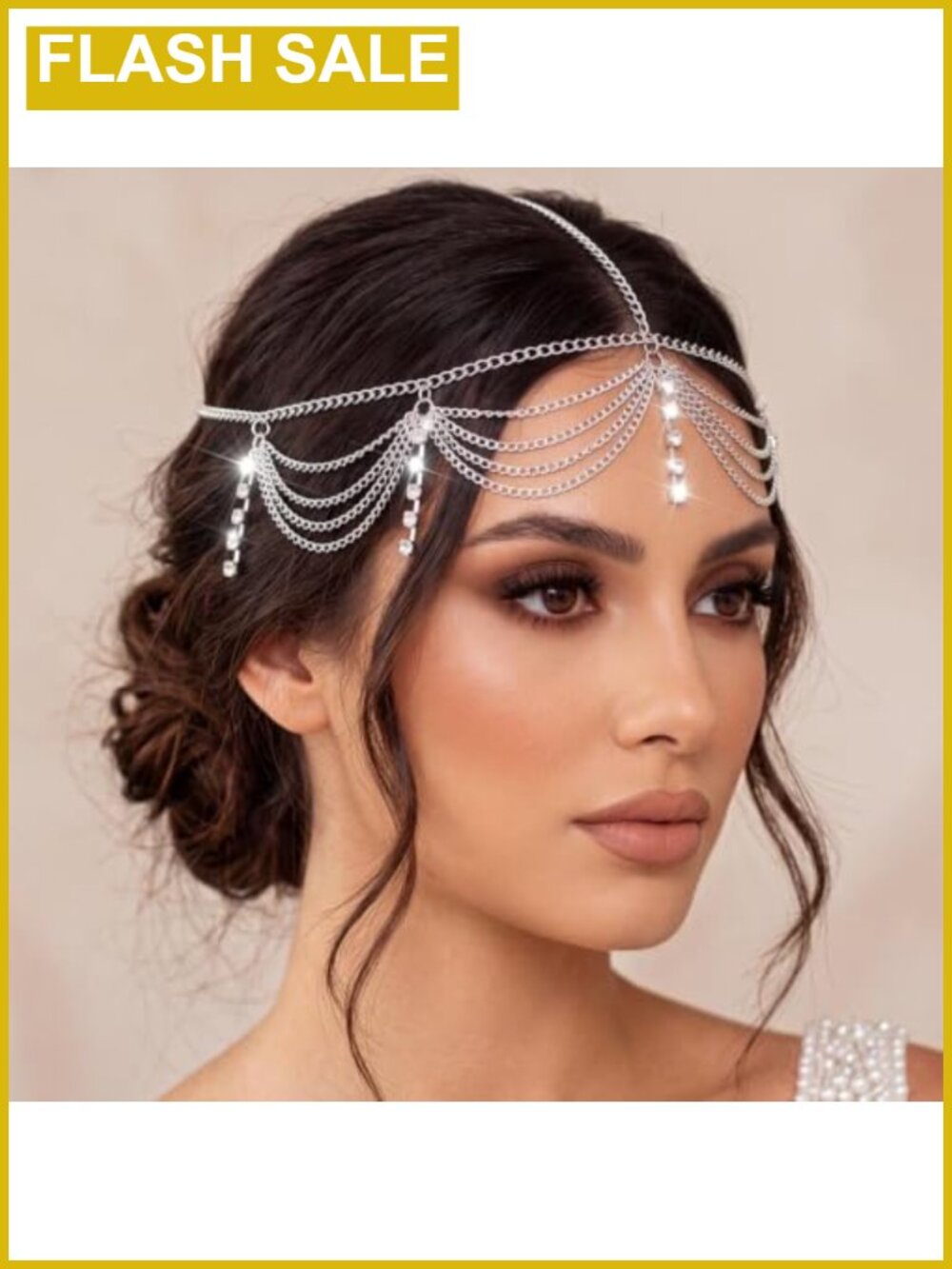 Rhinestone Head Chain Sparkly Forehead Headpiece for Women Wedding Prom